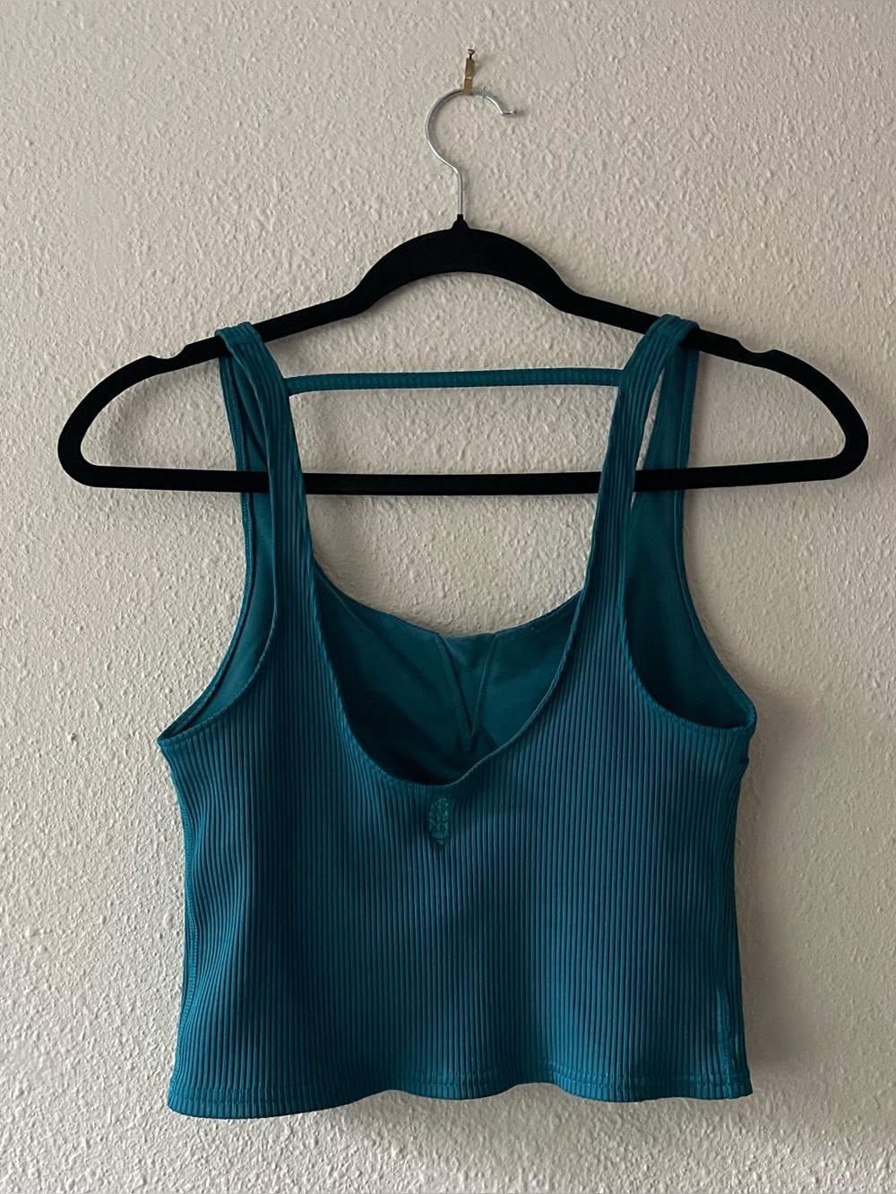 Free People FP Movement Ribbed Athletic Crop Tank Teal Shelf Bra Size Small - Picture 2 of 10
